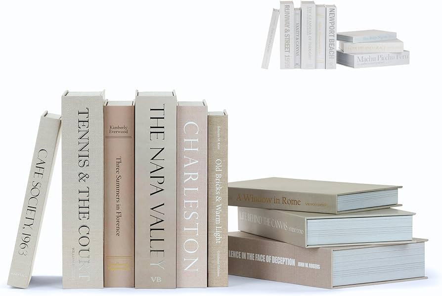 9 Faux Books Neutral - Decorative Box with Hidden Storage, Neutral Home Accessory, Bookshelf Acce... | Amazon (US)