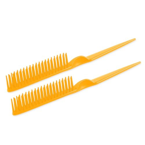 SIMPOR 3 Row Hair Comb for Natural Detangling Curly, Hair Styling Brush, Nylon Bristle Unbraider Teasing Rat Tail Comb for Women Men Orange | Amazon (US)