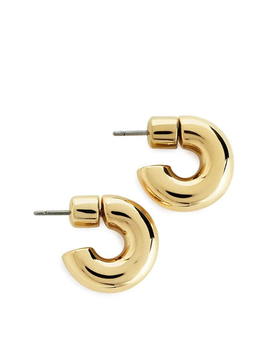 Small Gold-Plated Hoop Earrings - Gold - ARKET PL | ARKET (US&UK)