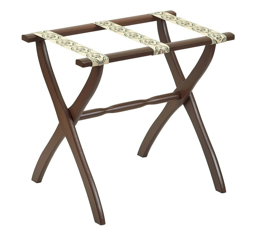 Wood Luggage Rack with Embroidered Straps | Pottery Barn (US)