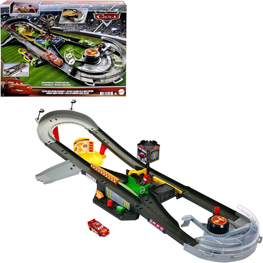 Mattel Disney and Pixar Cars Track Set, Piston Cup Action Speedway Playset with Lightning McQueen... | Amazon (US)