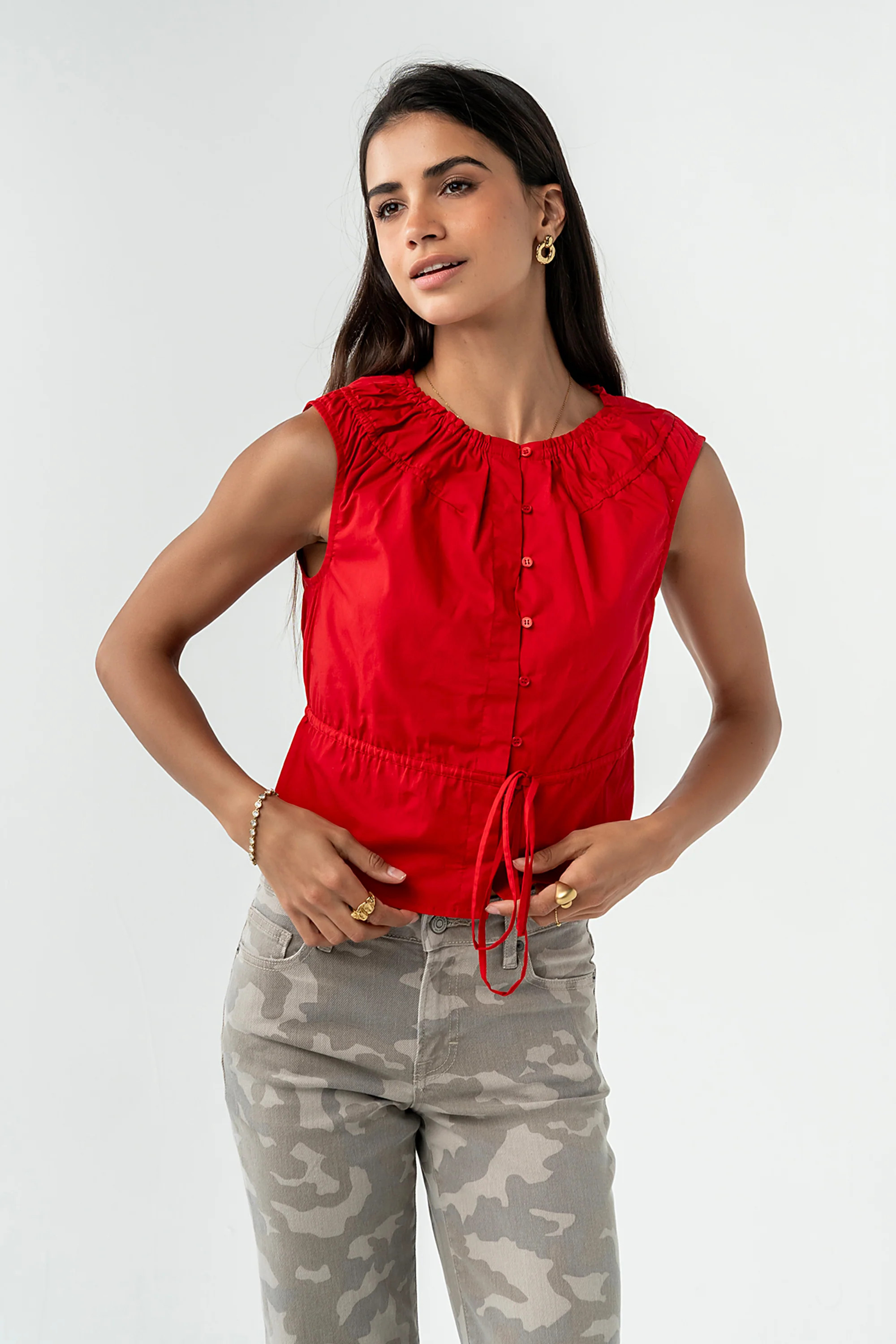 Tamika Ruched Top in Red | Böhme US