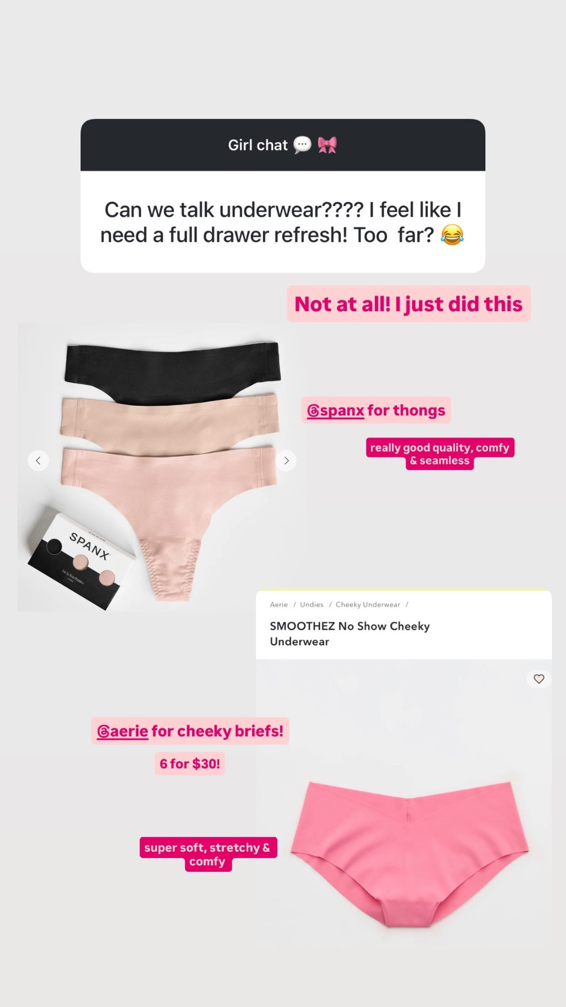 My favorite underwear 

Size large in both!