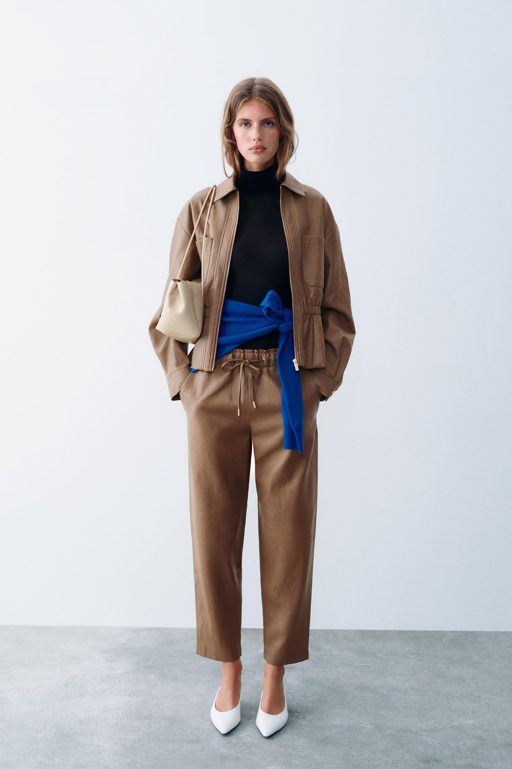 FAUX LEATHER JACKET WITH ELASTICIZED WAIST | Zara US