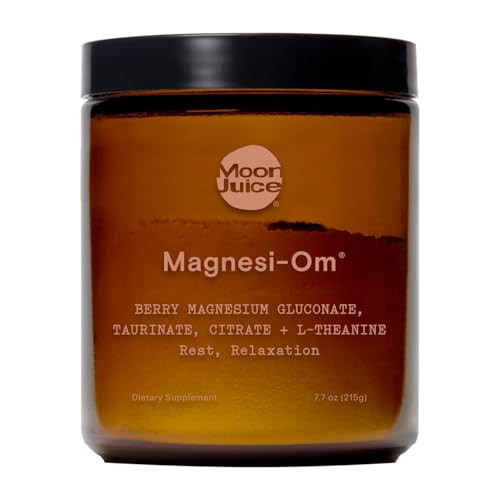 Moon Juice Magnesi-Om Magnesium Powder Supplement - Chelated Magnesium Complex + L-Theanine Blend for Rest, Relaxation & Regularity - Vegan, Non-GMO & No Sugar, Berry, 7.7 oz, 55 Servings | Amazon (US)