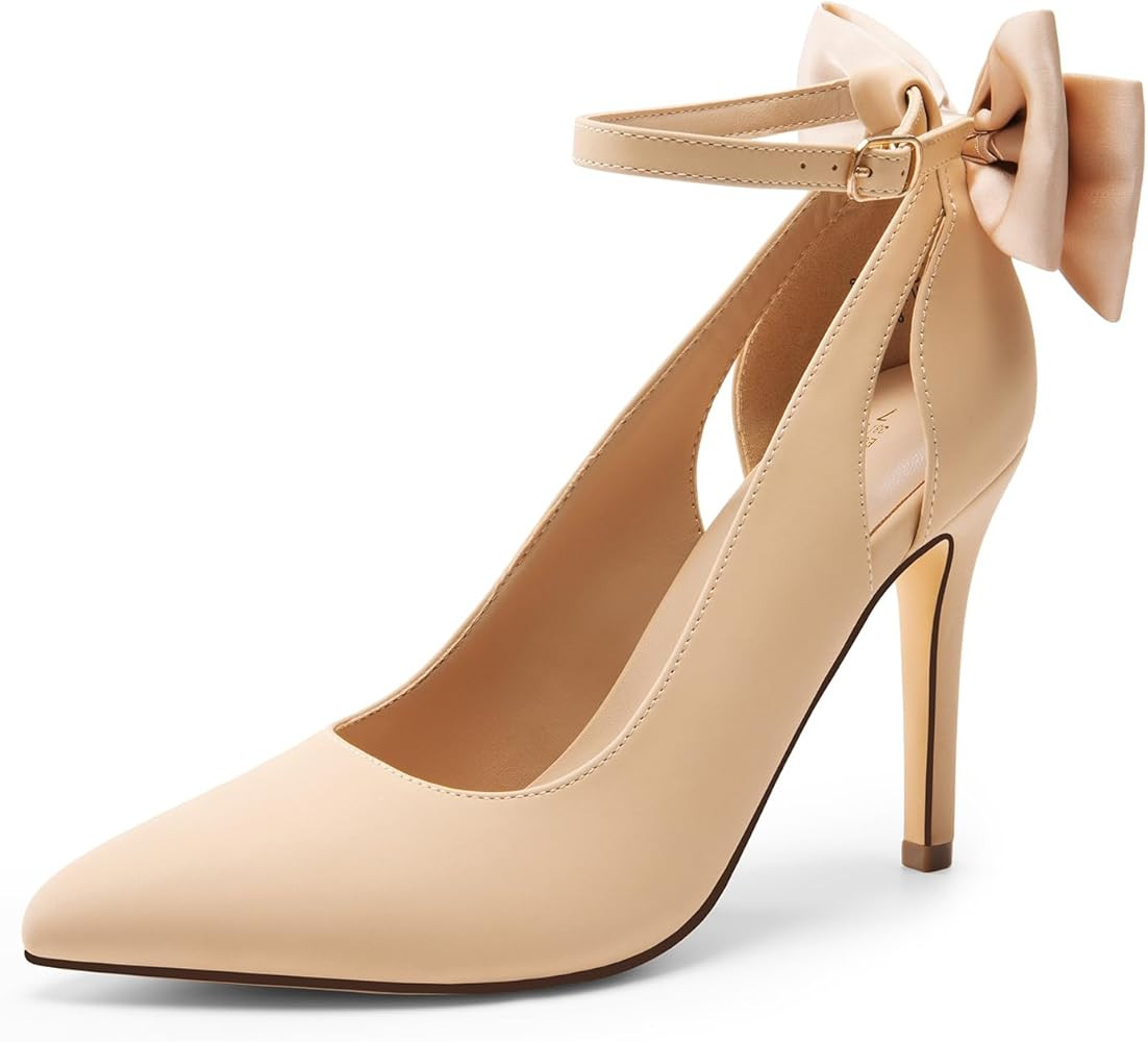DREAM PAIRS Women's High Heels Stiletto Strappy Pointed Toe Bow Heel Pumps Sexy D'Orsay Party Wed... | Amazon (US)
