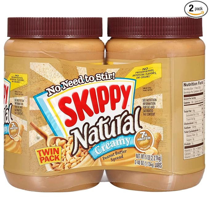 SKIPPY Natural Creamy Peanut Butter Spread Twin Pack 2-Pack, 5 LB | Amazon (US)