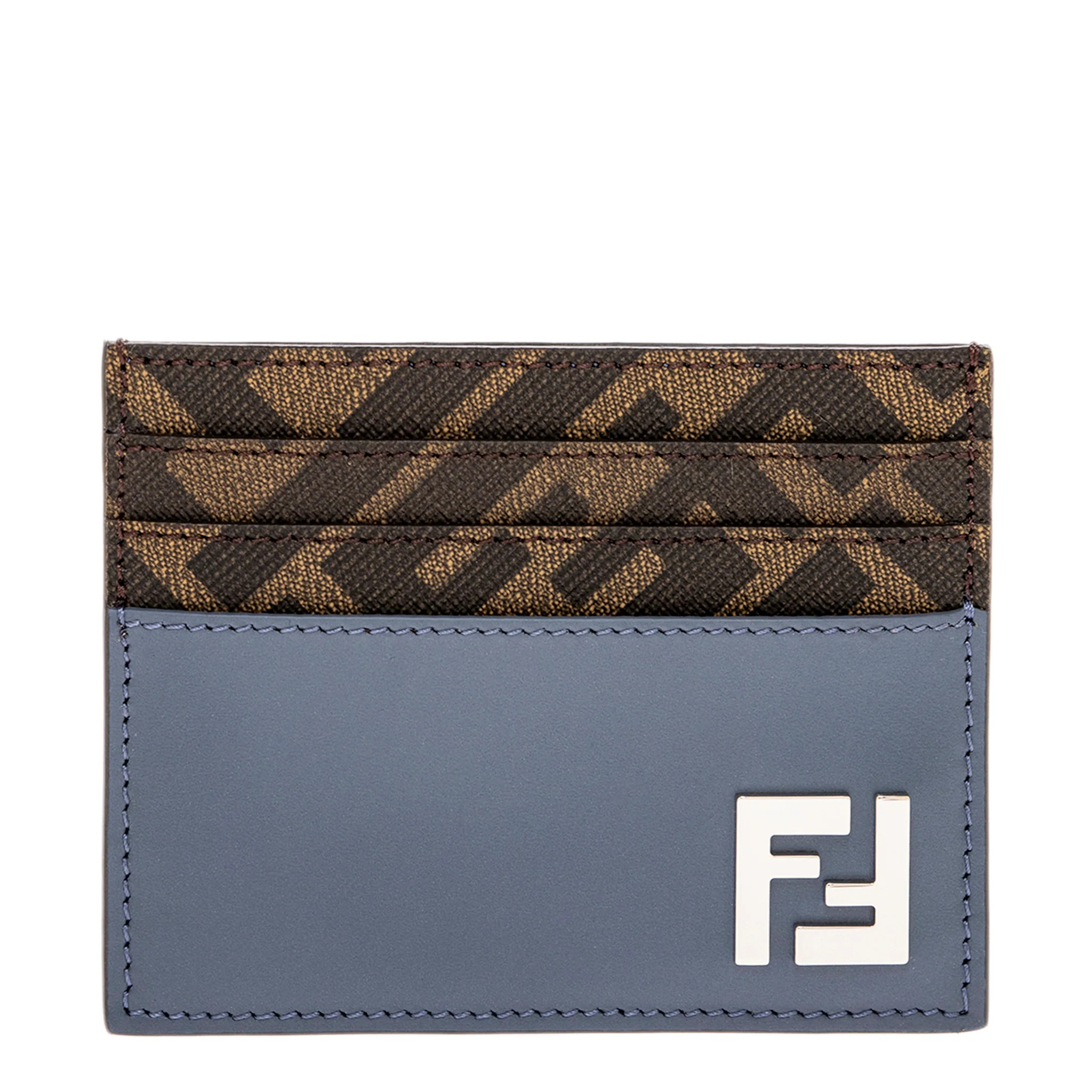 Fendi Men's FF Squared Card Holder - Blue + Brown | Overstock