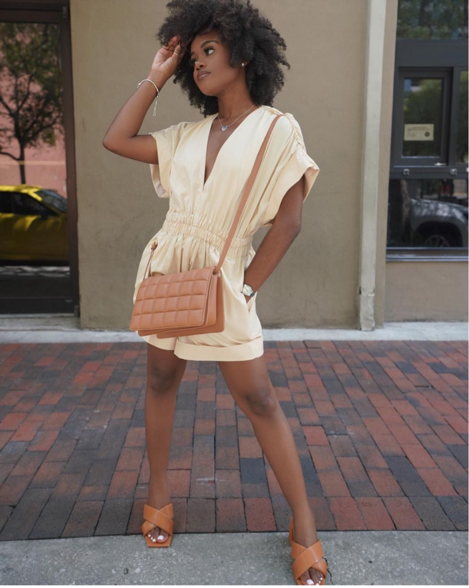 Cute v neck romper short sleeve w elastic waist, size xs & sandals from Zara. 
Bag h&m 

#LTKSeasonal #LTKstyletip #LTKFind