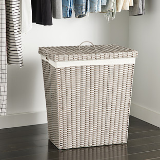 The Container Store® Montauk Rectangular Hamper Light Grey | The Container Store