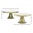 DecMode 12", 10"W White Marble Decorative Stand with Gold Base, 2-Pieces | Walmart (US)