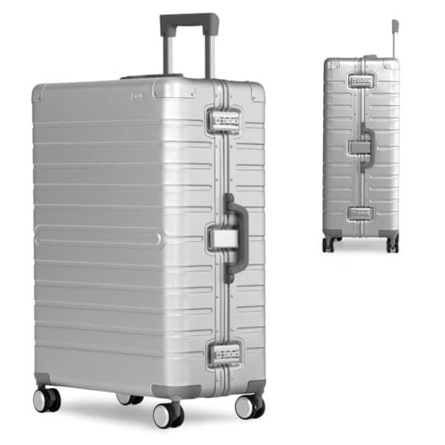 Nobl Travel Zipperless Aluminum Check in Suitcase - Unbreakable check in luggage 28 Inch Airline Approved By Noble Travel - Aluminum Shell & Frame, Dual TSA Locks, 360° Spinner Wheels - Silver | Amazon (US)
