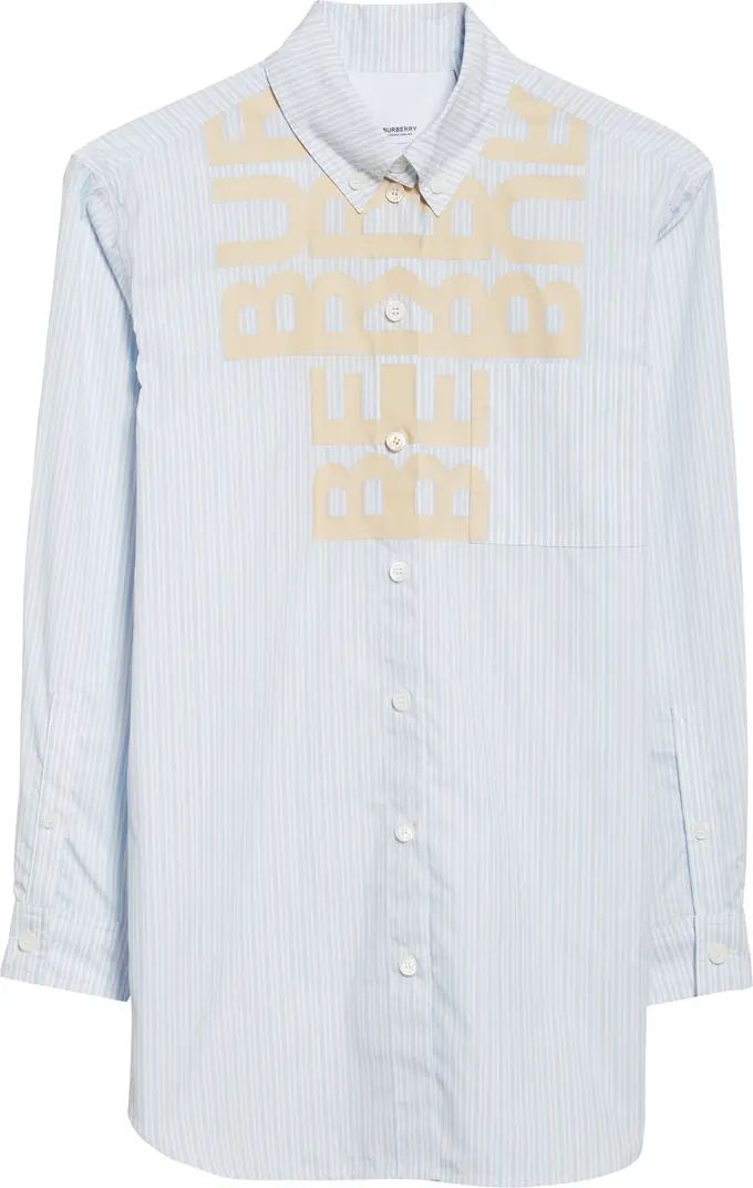 Burberry Women's Ivanna Logo Stripe Button-Down Shirt | Nordstrom | Nordstrom