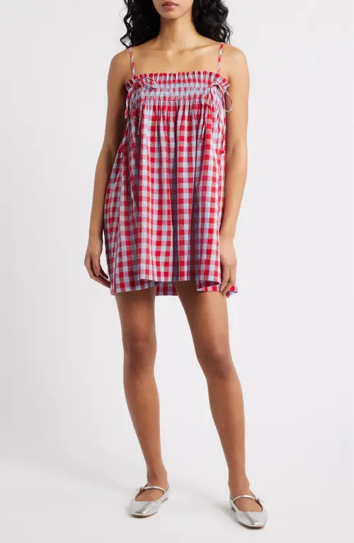 Damson Madder Lilo Plaid Minidress in Blue/Red at Nordstrom, Size 16 Us | Nordstrom