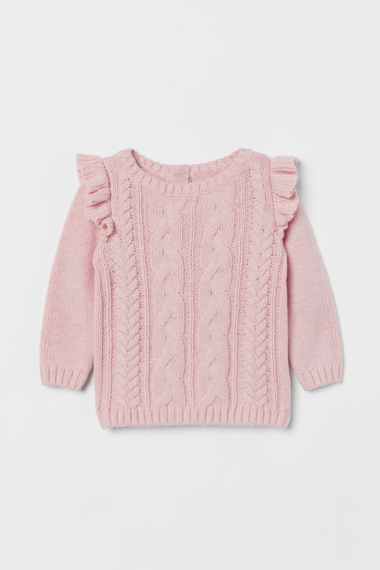 Textured-knit sweater in a soft cotton blend with wool content. Small, rib-knit ruffles over shou... | H&M (US + CA)