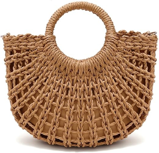cuiab, Handwoven Straw Shoulder Bag Woven Straw Bag Summer Beach Handbag | Amazon (US)