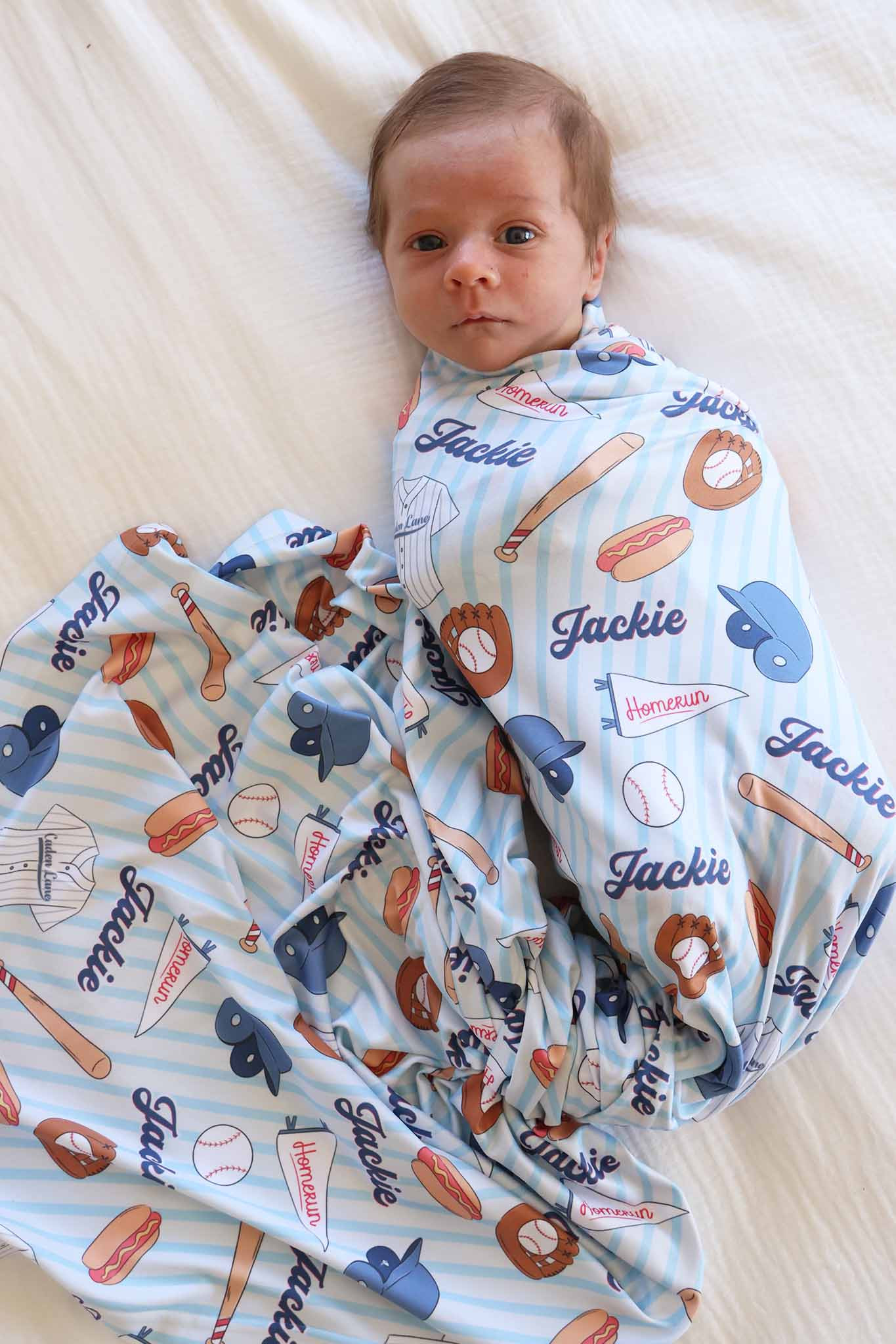 Ballpark Bros Personalized Swaddle Blanket | Caden Lane