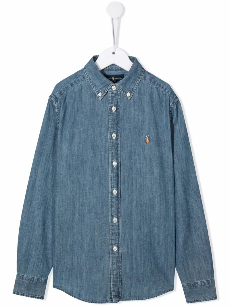 Polo Ralph Lauren Boys Cotton Chambray Shirt in Dark Blue | StockX