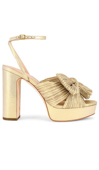 Natalia Pleated Platform Sandal in Platinum | Revolve Clothing (Global)