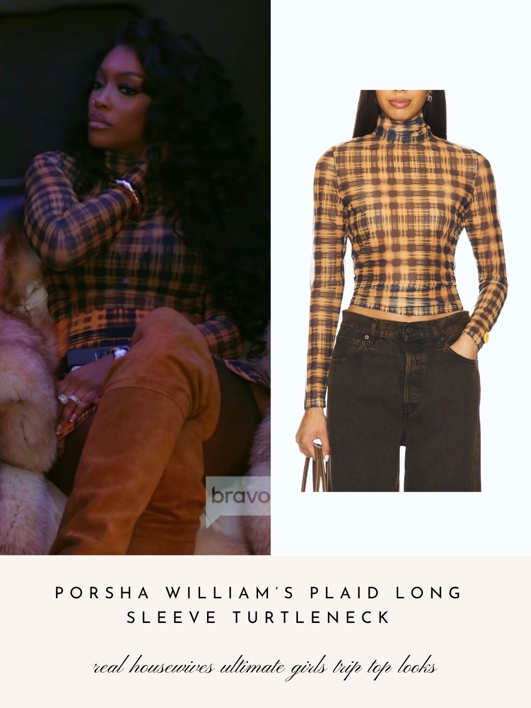 Porsha William’s Plaid Long Sleeve Turtleneck