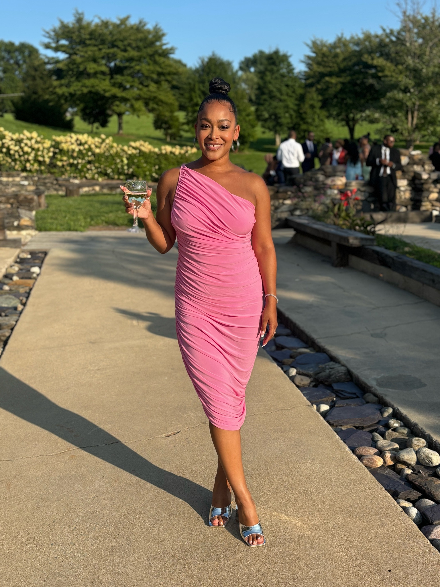 Wedding Season! 💒 Dress = size M & as of the date of this post it’s on SALE! P.S., My bag didn’t make it into this picture, but I had to tag it because it’s super cute & really made the silver shoes *pop* 🩷

#LTKWedding #LTKSaleAlert