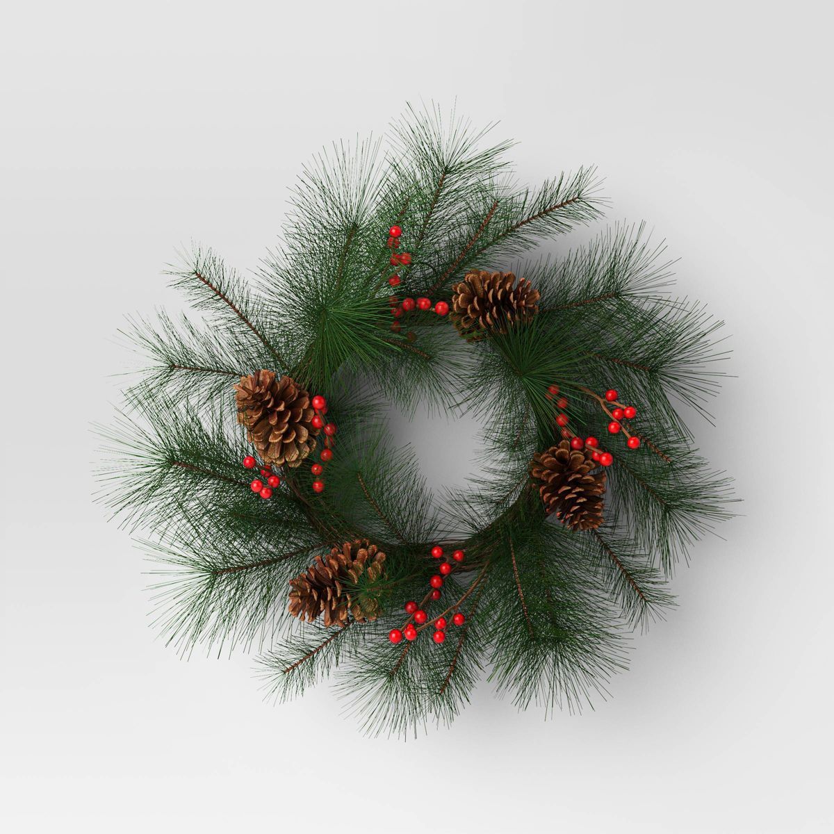 Long Needle Pine with Red Berries and Pinecones Christmas Wreath - Threshold™ | Target