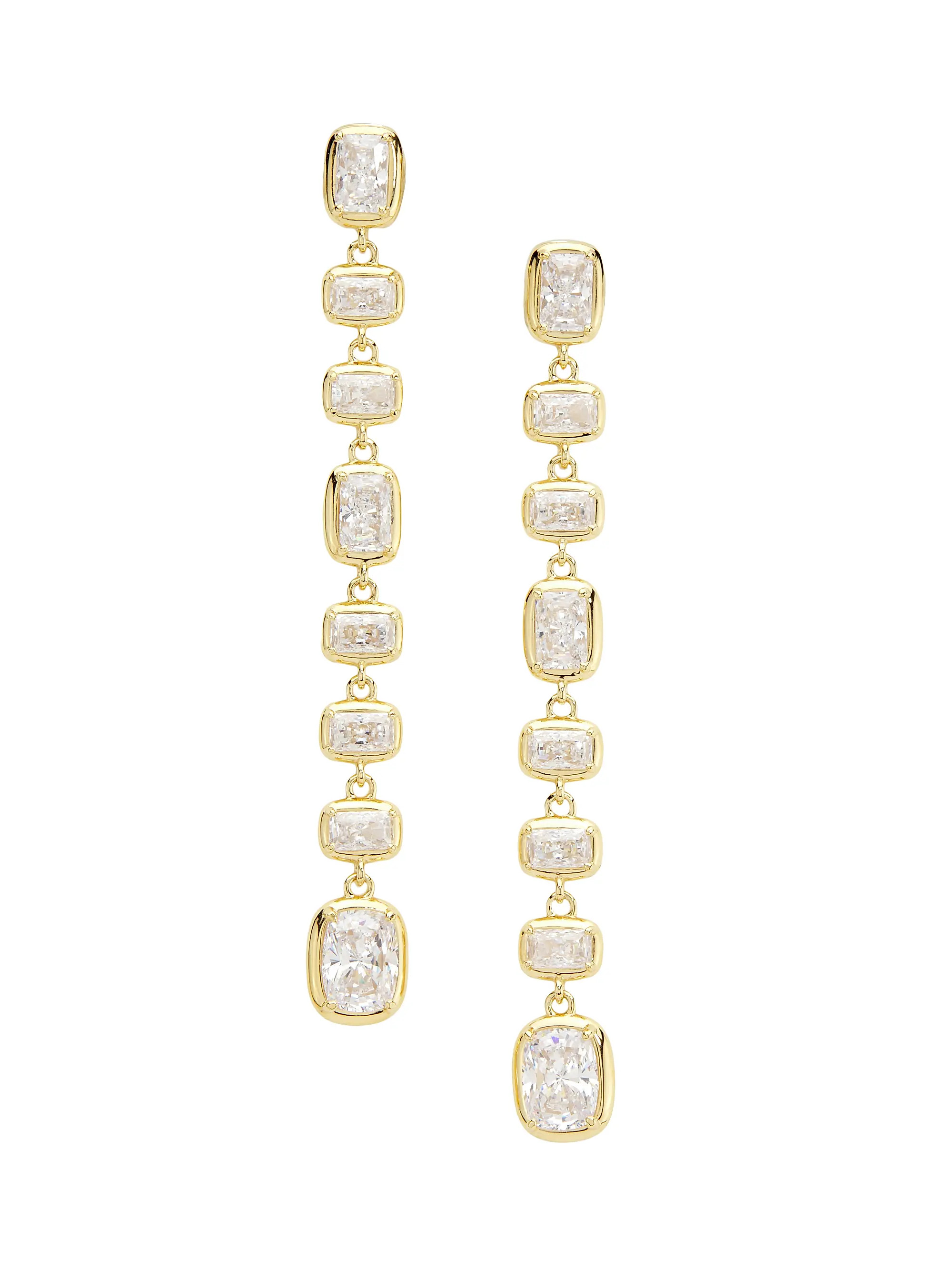 Cabrete 18K-Gold-Plated & Cubic Zirconia Linear Drop Earrings | Saks Fifth Avenue