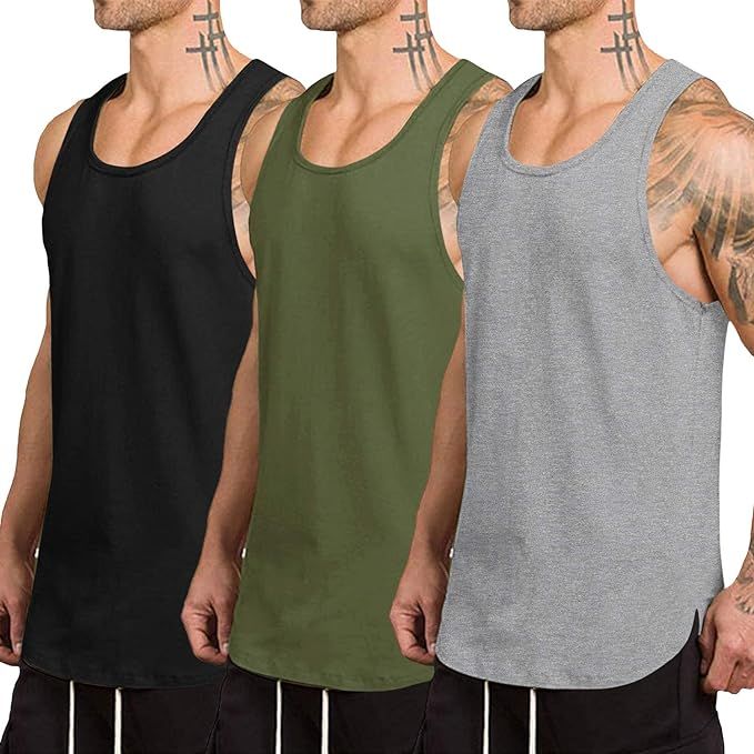 COOFANDY Men's 3 Pack Quick Dry Workout Tank Top Gym Muscle Tee Fitness Bodybuilding Sleeveless T... | Amazon (US)