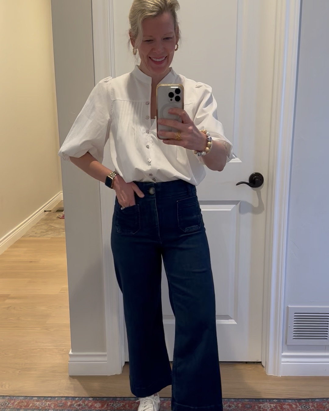 My outfit of the day🤍 the top is so cute. It is a fuller fit, but has so many fun details. And it’s an amazing  price! I ordered my regular size small. You’ve heard me talk about these jeans before because they are so crazy comfortable and so flattering on all body types! I bought my regular size 4 or 27.


#LTKSpringSale #LTKSaleAlert #LTKWatchNow