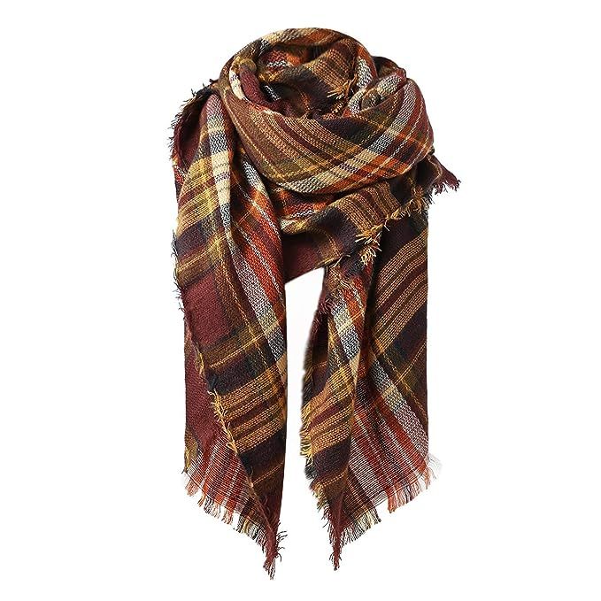 Zando Womens Winter Scarf Tassel Plaid Scarf Chunky Blanket Scarves Soft Lightweight Blanket Thic... | Amazon (US)