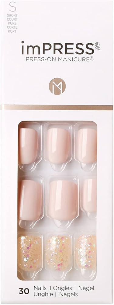 Amazon.com: KISS imPRESS Press-On Manicure, Nail Kit, PureFit Technology, Short Press-On Nails, S... | Amazon (US)