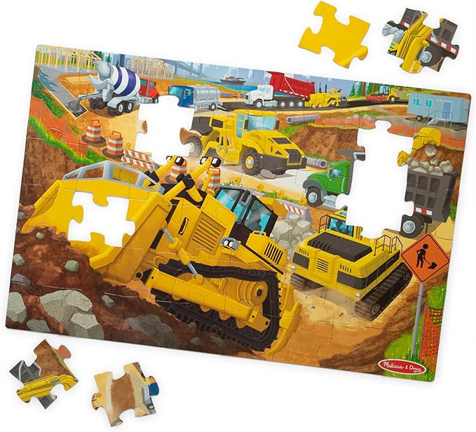 Melissa & Doug Building Site, Construction Themed Jumbo Floor Puzzle, 48‑Piece Construction Veh... | Amazon (US)