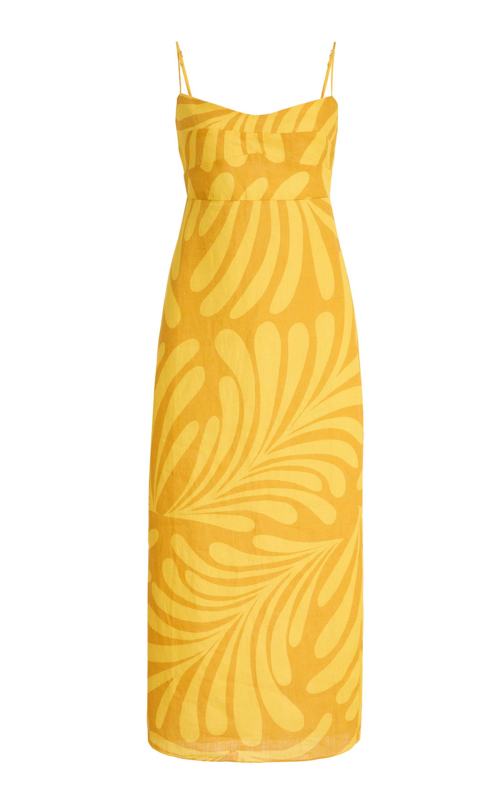 Cala de la Cruz - Exclusive Paloma Linen Midi Dress - Yellow - S - Moda Operandi | Moda Operandi (Global)