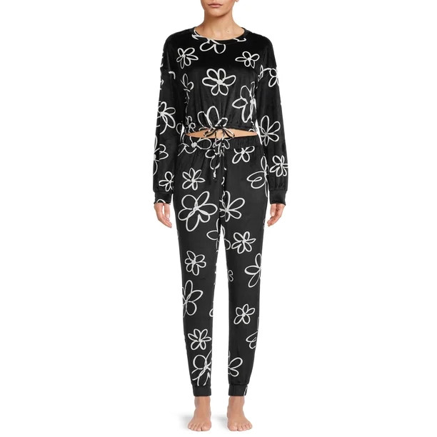 No Boundaries Juniors Top and Pants Velour Set, 2-Piece | Walmart (US)