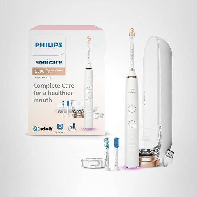Philips Sonicare DiamondClean Smart 9500 Electric Toothbrush, Sonic Toothbrush with App, Pressure... | Amazon (US)