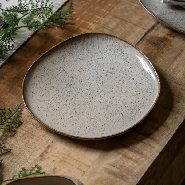 Cedar and Sage Pack of 4 Speckle Glaze Oatmeal Side Plates | Dunelm