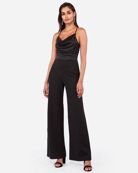 cowl neck wide leg jumpsuit | Express