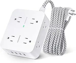 Surge Protector Power Strip - Extension Cord with 8 Widely Outlets 4 USB Ports, 3 Side Multi Plug... | Amazon (US)