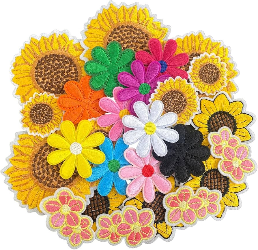 CLINTT 26Pcs Flower Iron on Patches for Girl, Cute Daisy Flower Applique Patch, Iron on/Sew on Pa... | Amazon (US)