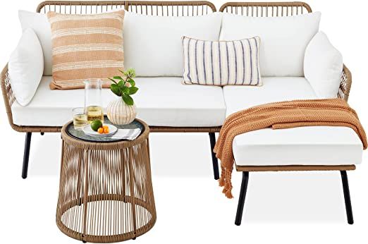 Best Choice Products Outdoor Rope Woven Sectional Patio Furniture L-Shaped Conversation Sofa Set ... | Amazon (US)