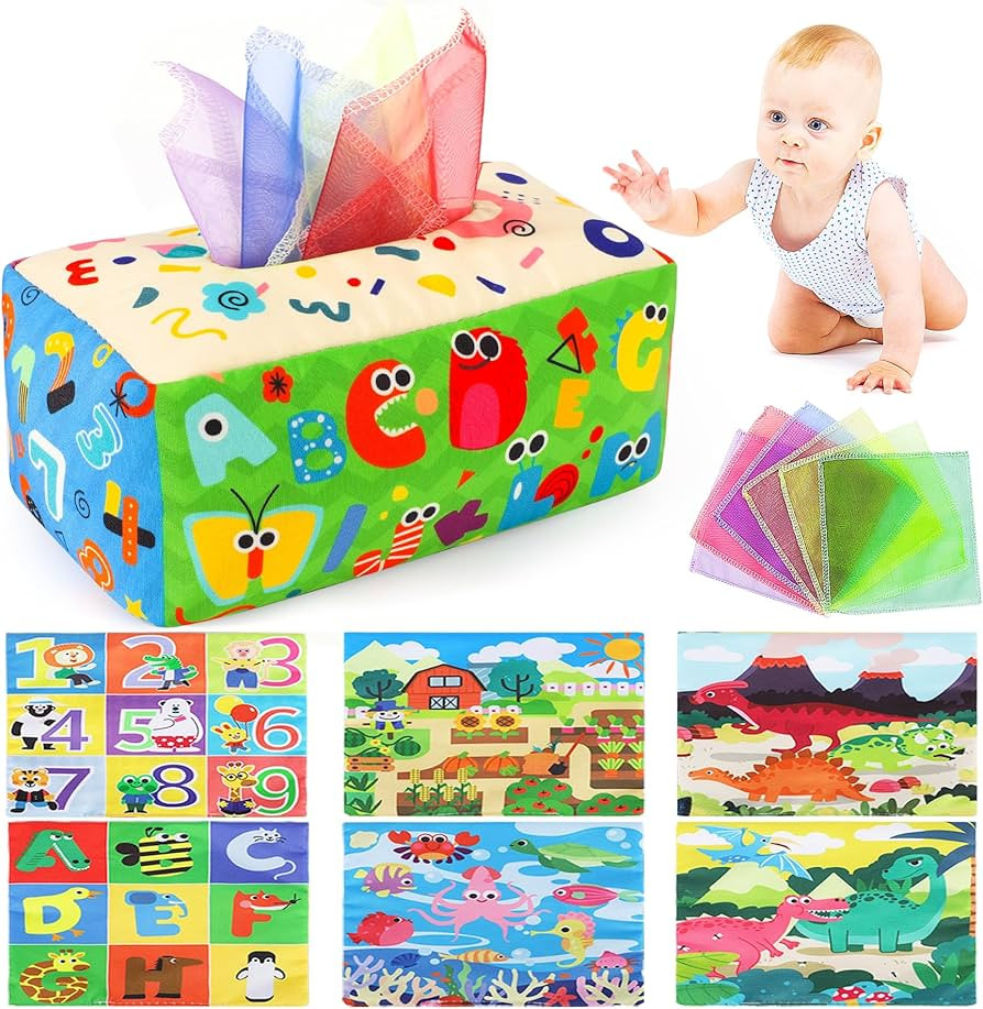 URMYWO Baby Toys 6-12 Months, Baby Tissue Box Toy, Montessori Toys for Babies, Toys for 1 Year Ol... | Amazon (US)