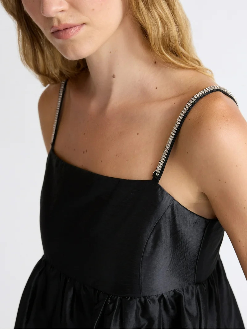 Scoop Women’s and Women’s Plus Taffeta Maxi Dress with Embellished Straps, Sizes XS-4X | Walmart (US)