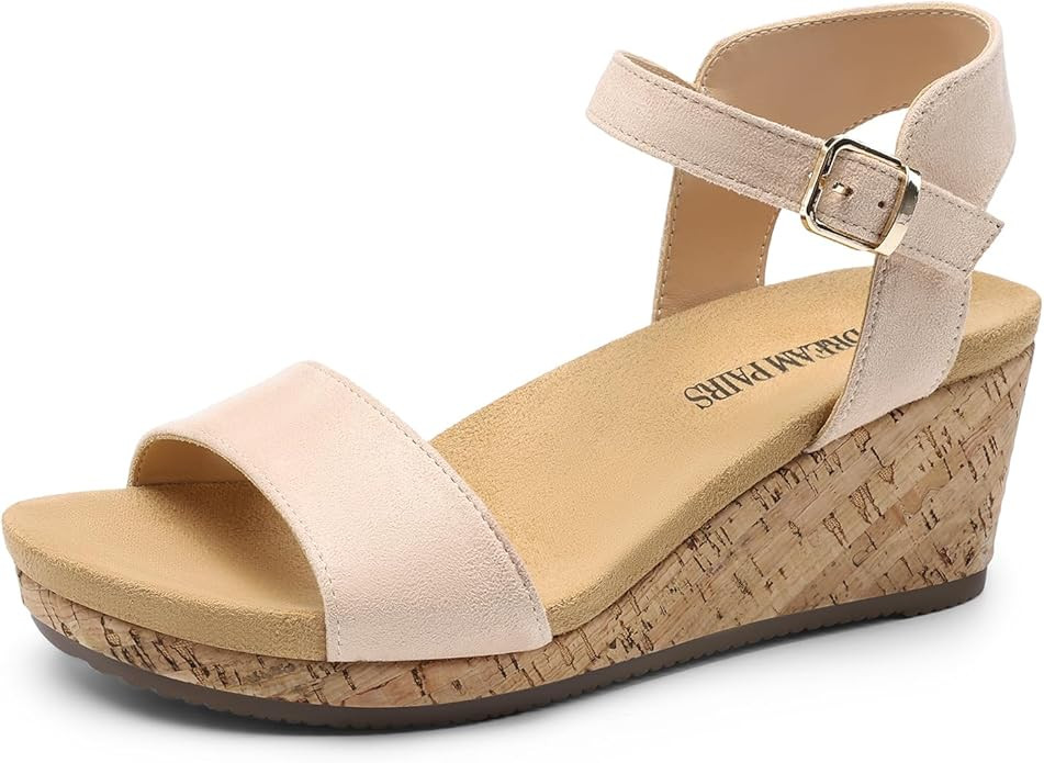 DREAM PAIRS Women's Open Toe Buckle Ankle Strap Platform Wedge Sandals for Women Summer Dressy Sh... | Amazon (US)