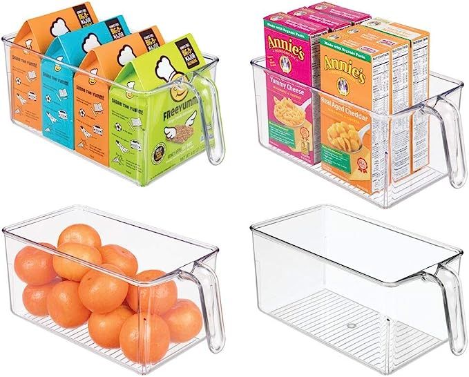 mDesign Plastic Kitchen Pantry Cabinet Refrigerator Storage Organizer Bin Holder with Front Handl... | Amazon (US)