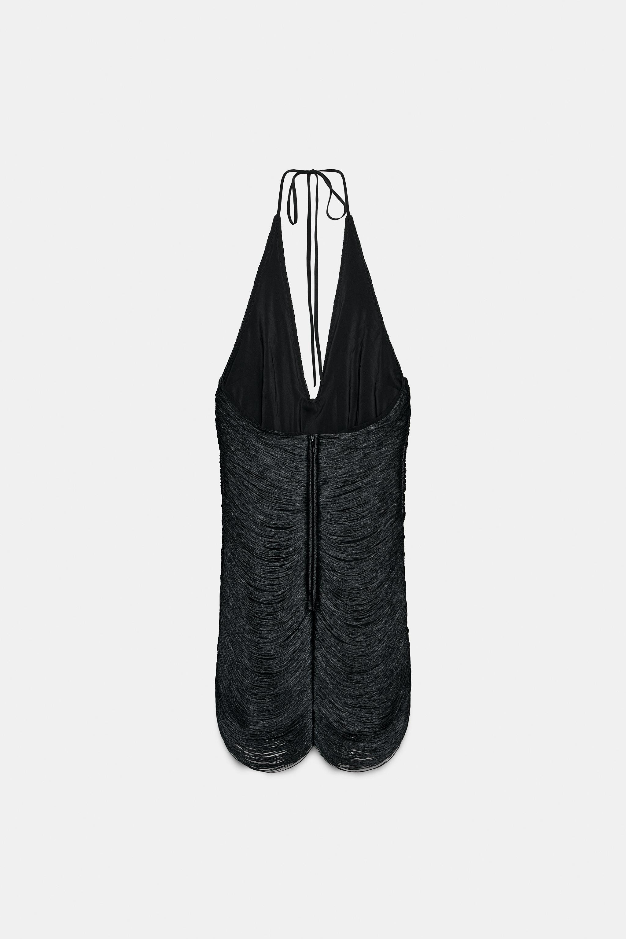 SHORT FRINGED HALTER DRESS | Zara US