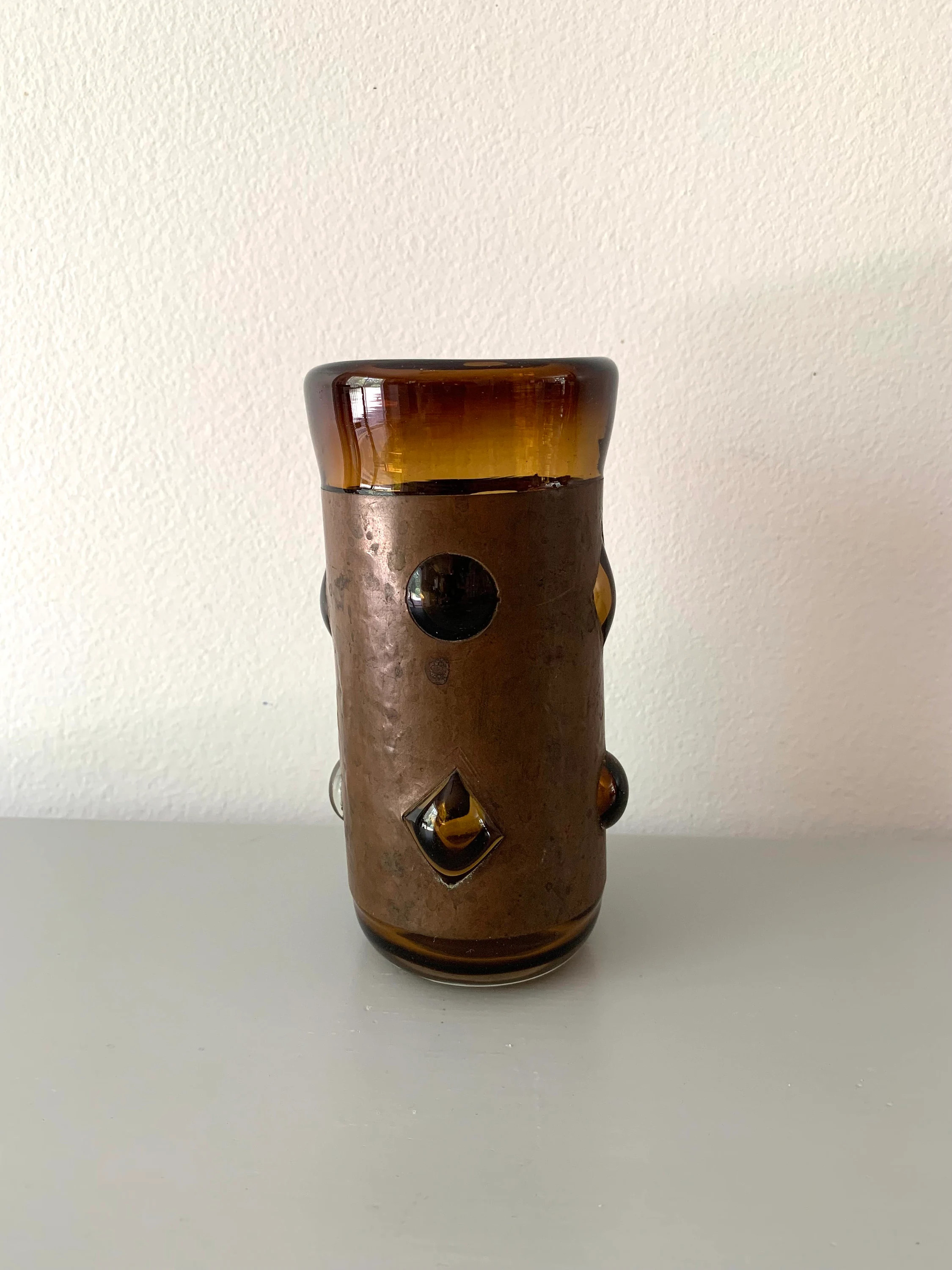 Vintage 1960s Hand-blown Amber Highball Glass: Caged Brutalist Kitchenware - Etsy | Etsy (US)