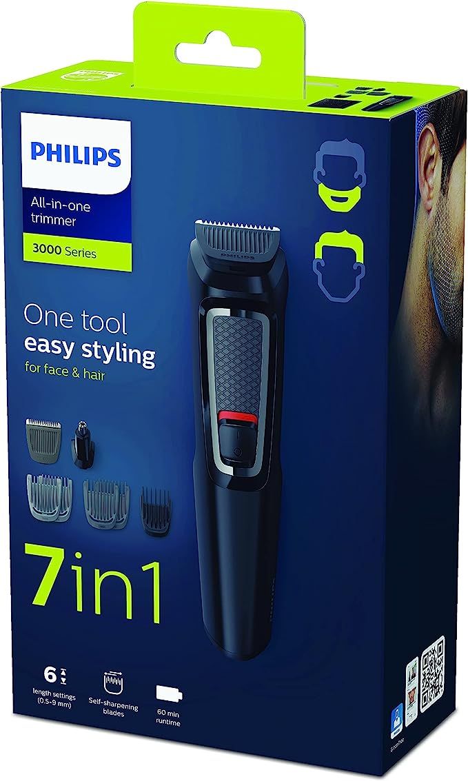 Philips 7-in-1 All-In-One Trimmer, Series 3000 Grooming Kit for Beard & Hair with 7 Attachments, ... | Amazon (UK)
