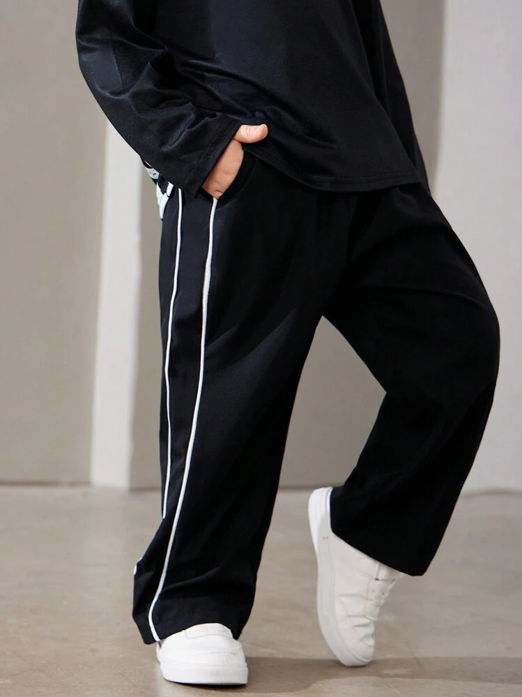 SHEIN 1pc Young Boys' Sporty Casual Solid Color Straight Pants With Decoration Rope And Elastic Waistband, Suitable For Daily Wear, School, Travel And Sports, All Seasons | SHEIN