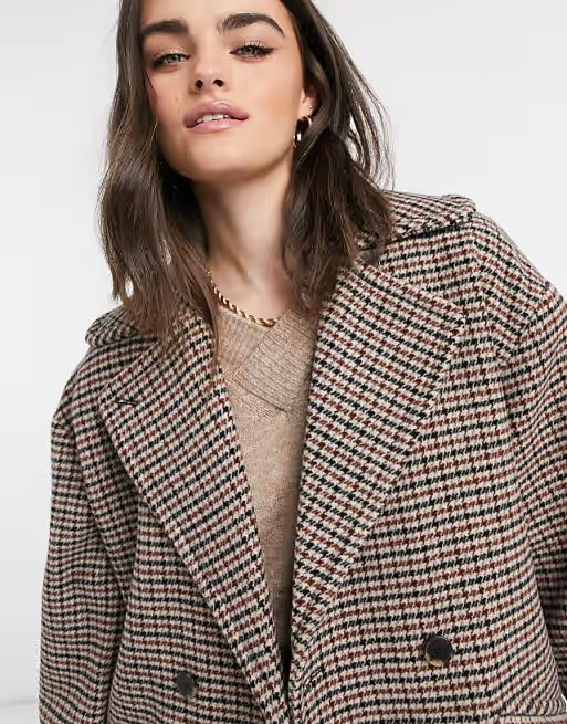 Selected Femme oversized wool coat in plaid | ASOS (Global)