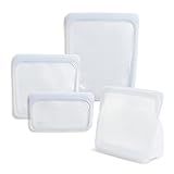 Stasher Platinum Silicone Food Grade Reusable Storage Bag, Clear (Bundle 4-Pack Large) | Reduce Sing | Amazon (US)